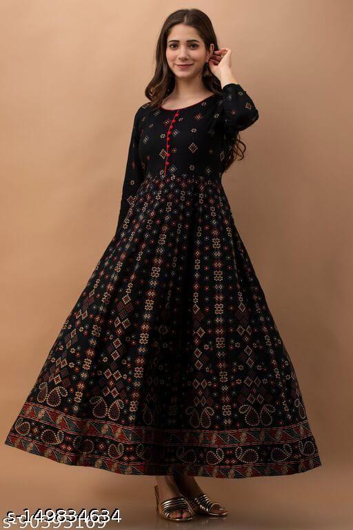 Elegant Printed Rayon Kurti with Three-Quarter Sleeves – Flowy & Comfortable - Posh And Pretty By Nav