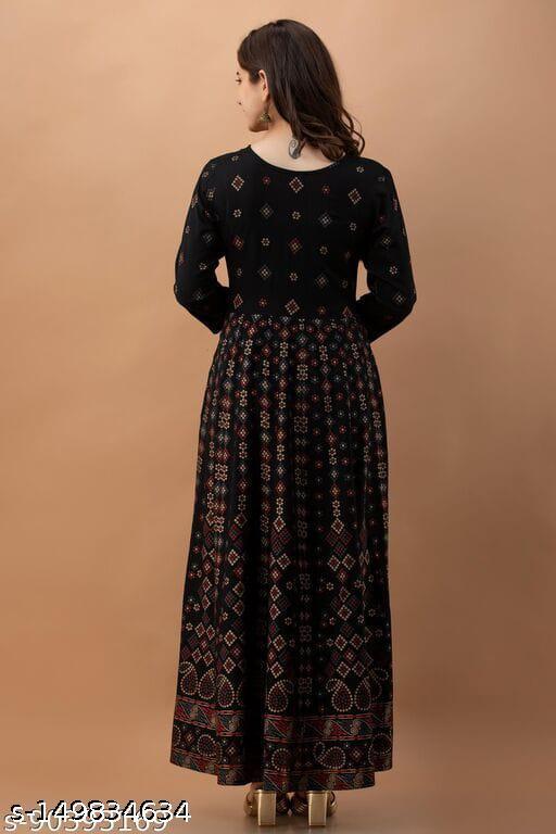 Elegant Printed Rayon Kurti with Three-Quarter Sleeves – Flowy & Comfortable - Posh And Pretty By Nav