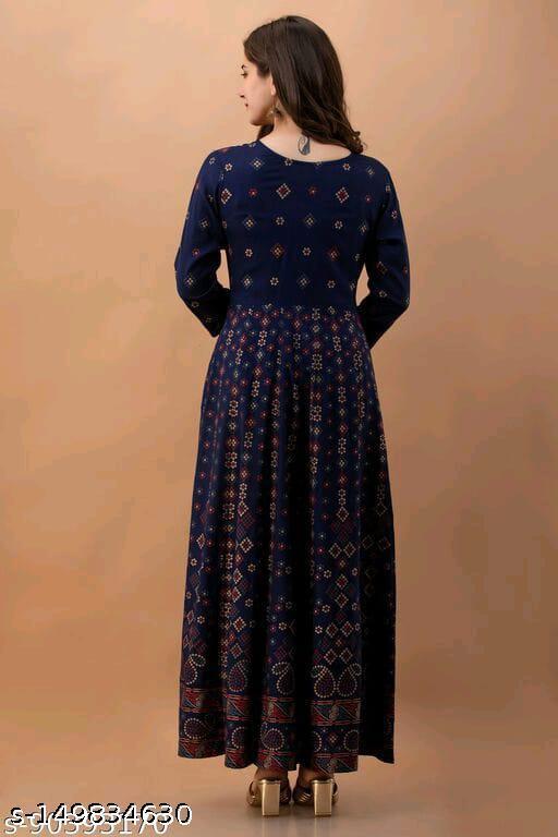 Elegant Printed Rayon Kurti with Three-Quarter Sleeves – Flowy & Comfortable - Posh And Pretty By Nav