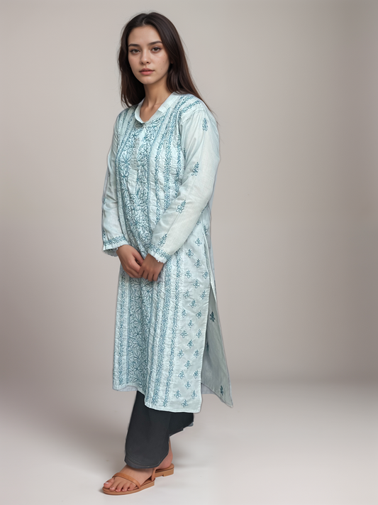 Pure Cotton Chikankari Kurti with Intricate Embroidery