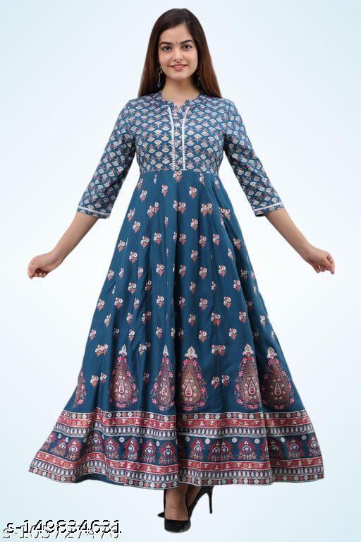 Elegant Printed Rayon Kurti with Three-Quarter Sleeves – Flowy & Comfortable - Posh And Pretty By Nav
