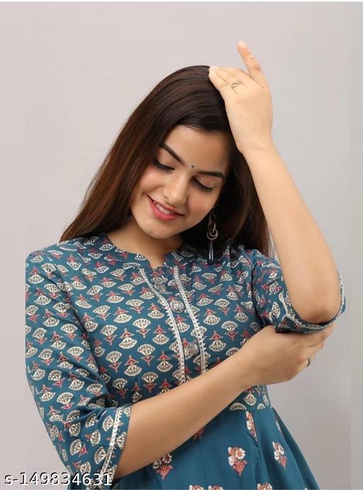 Elegant Printed Rayon Kurti with Three-Quarter Sleeves – Flowy & Comfortable - Posh And Pretty By Nav