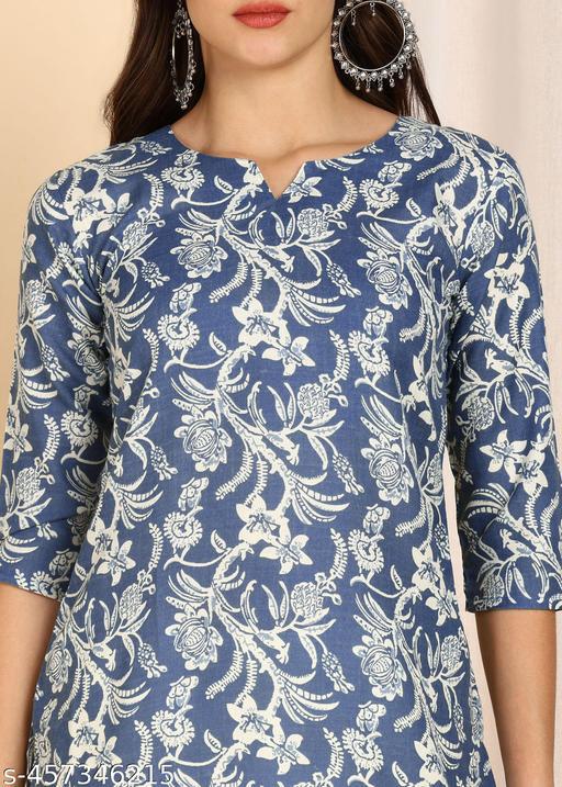 Stylish Cotton Blend Short Kurta for Women – Printed & Embroidered - Posh And Pretty By Nav