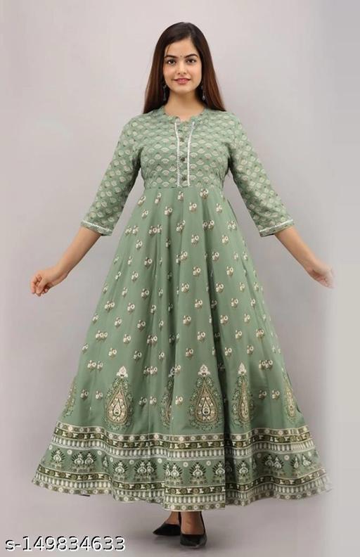 Elegant Printed Rayon Kurti with Three-Quarter Sleeves – Flowy & Comfortable - Posh And Pretty By Nav